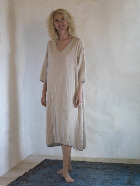 Taupe-Grey Muslin Long Dress