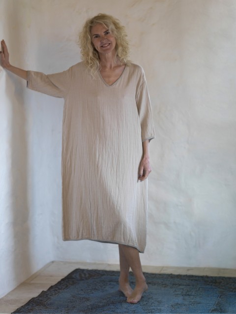 Taupe-Grey Muslin Long Dress