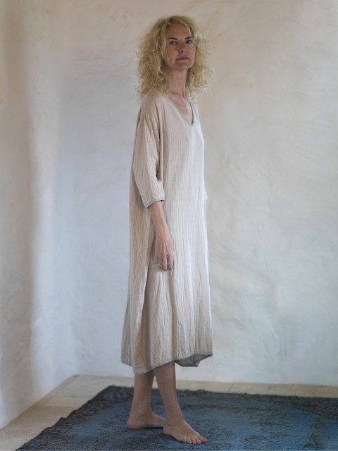 Taupe-Grey Muslin Long Dress