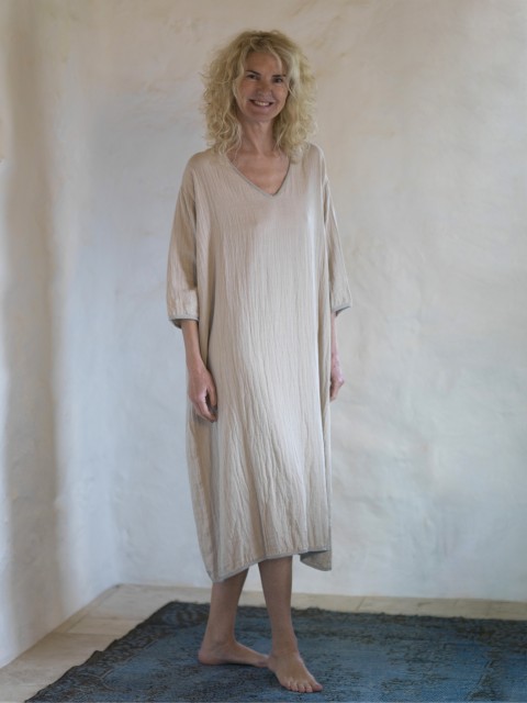 Taupe-Grey Muslin Long Dress