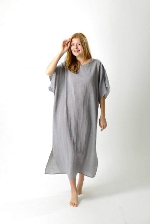 Grey Sile Caftan Dress
