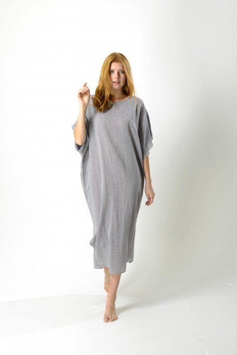 Grey Sile Caftan Dress