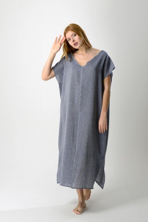 Marine Sile V Neck Caftan Dress