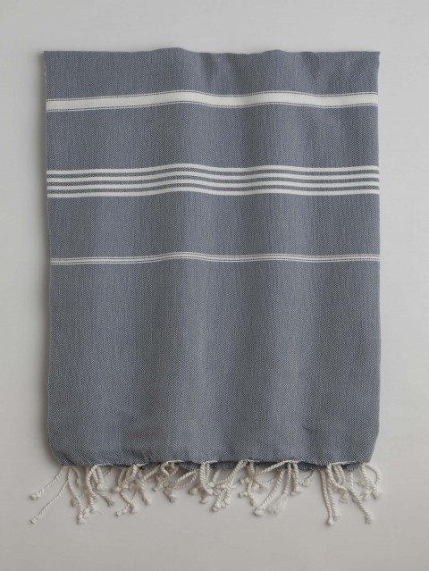 Marine-White Classic Large Turkish Towel