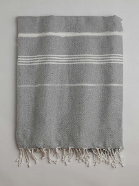 Grey-White Classic Large Turkish Towel