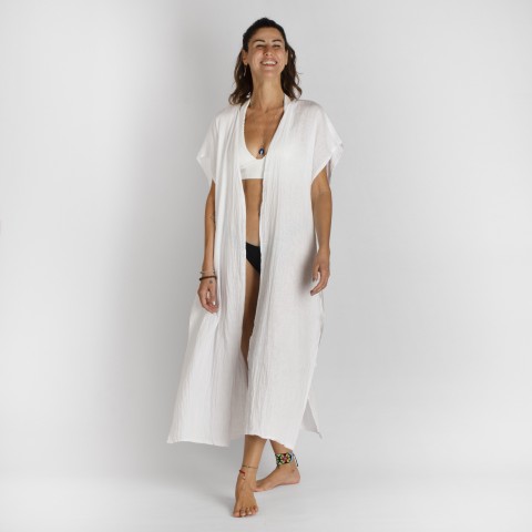 Cotton Gauze Long Beach Cover Up