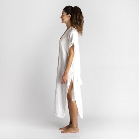 Cotton Gauze Long Beach Cover Up