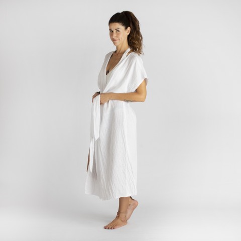 Cotton Gauze Long Beach Cover Up