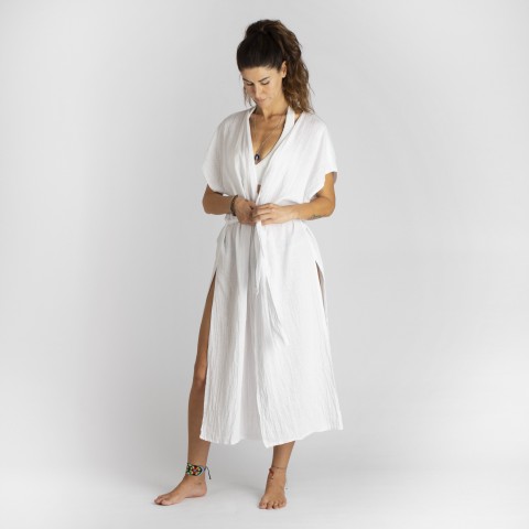 Cotton Gauze Long Beach Cover Up