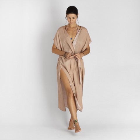 Cotton Gauze Long Beach Cover Up