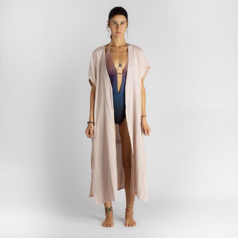 Cotton Gauze Long Beach Cover Up