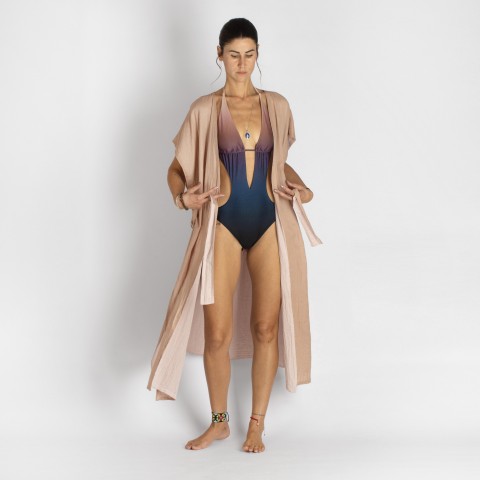 Cotton Gauze Long Beach Cover Up