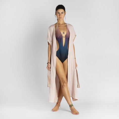 Cotton Gauze Long Beach Cover Up