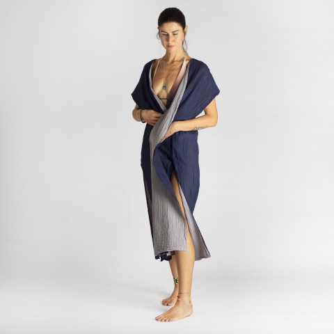 Cotton Gauze Long Beach Cover Up