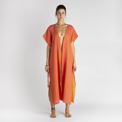 Cotton Gauze Long Beach Cover Up