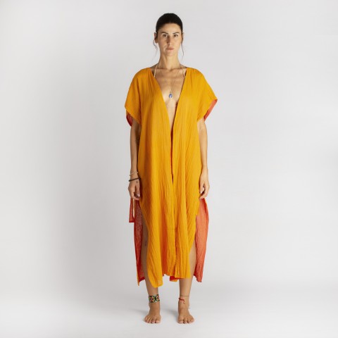 Cotton Gauze Long Beach Cover Up