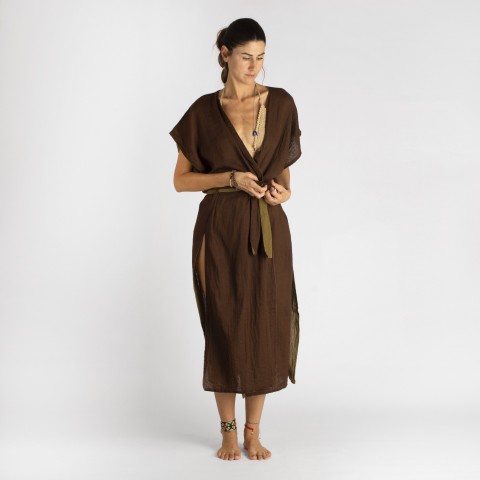 Cotton Gauze Long Beach Cover Up