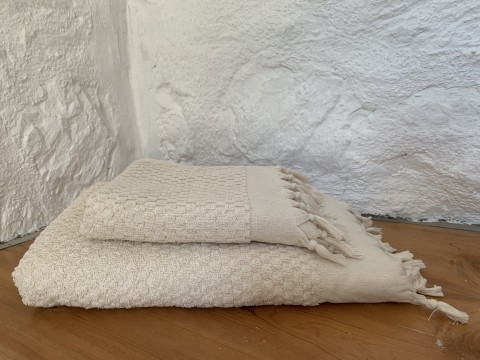 Natural Dotted Terry Bath Towel