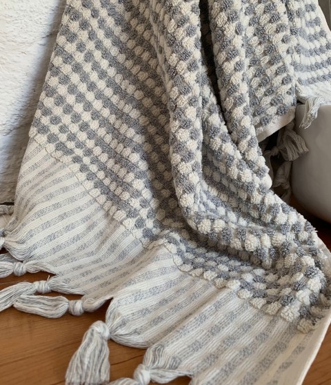 Light Grey Dotted Terry Bath Towel