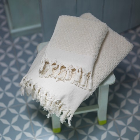 Natural Dotted Terry Hand Towel