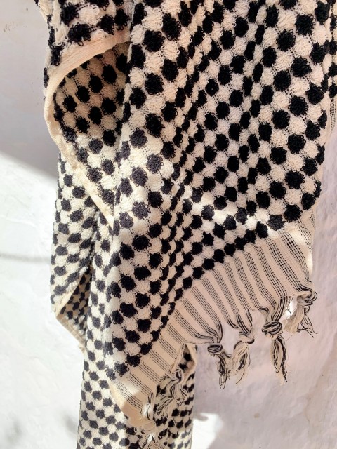 Black-White Dotted Terry Bath Towel