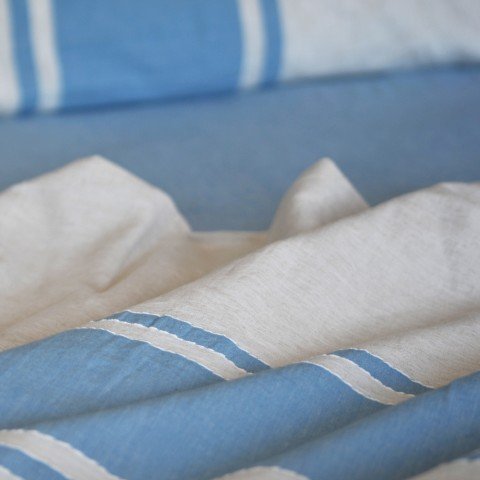 Blue Striped Linen Bedding Set