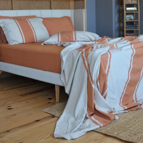 Autumn Striped Linen Bedding Set