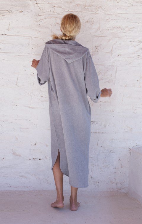 Grey Sile Hooded Caftan