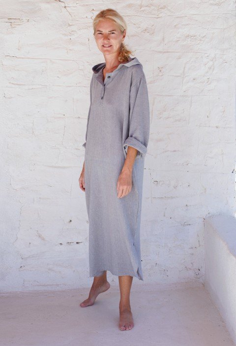 Grey Sile Hooded Caftan