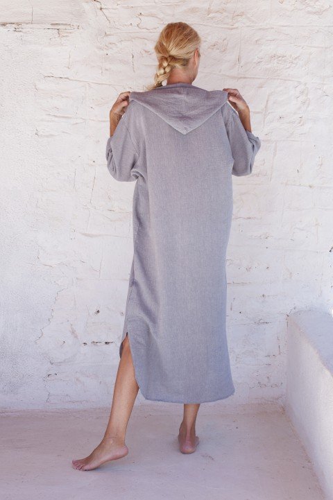 Grey Sile Hooded Caftan