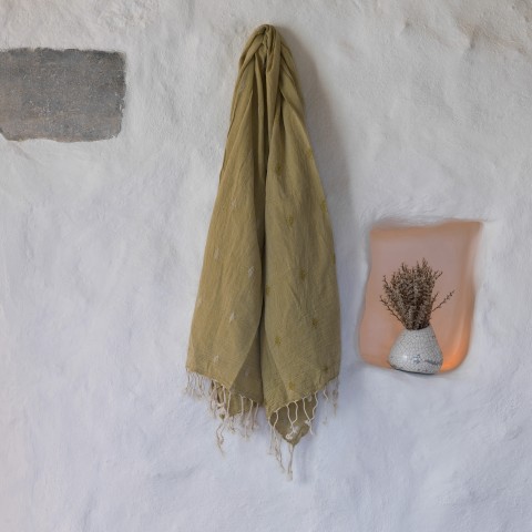 Mustard Gauze Cotton Dobby Weave Turkish Towel