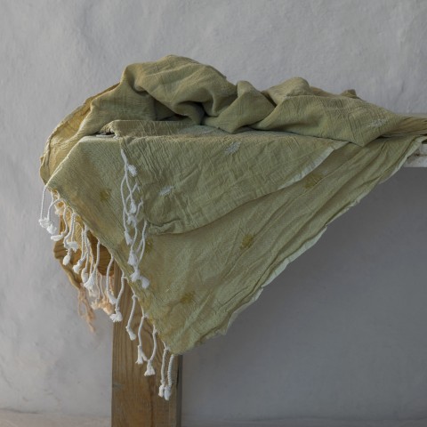 Mustard Gauze Cotton Dobby Weave Turkish Towel