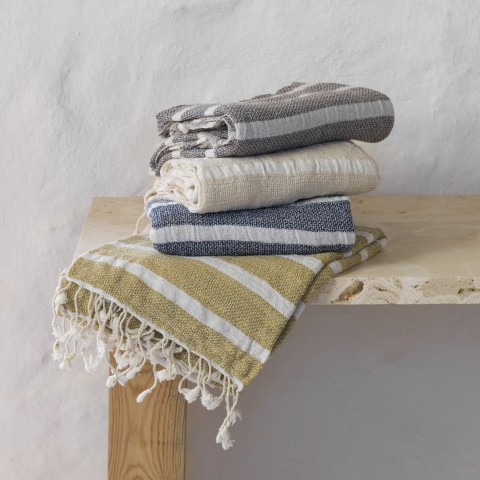 Grey Gauze Cotton Striped Turkish Towel