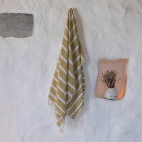 Mustard Gauze Cotton Striped Turkish Towel