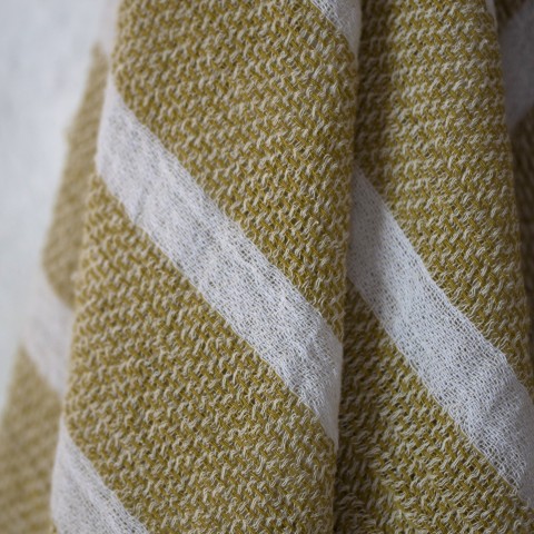 Mustard Gauze Cotton Striped Turkish Towel