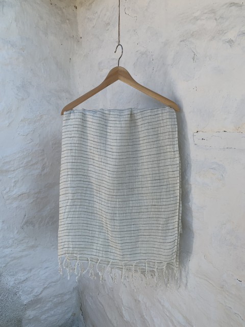 White-Khaki Linen Scarf