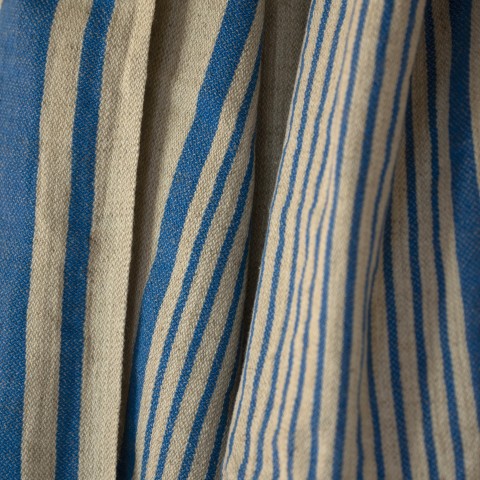 Natural-Navy Linen Striped Turkish Towel/Beach Towel