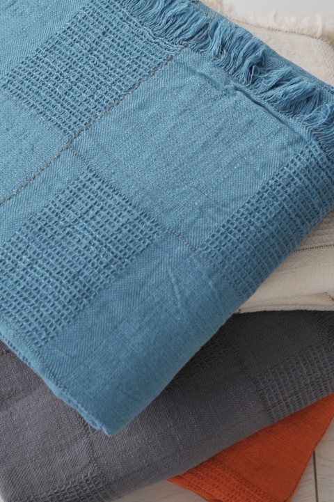 Navy Linen Blanket