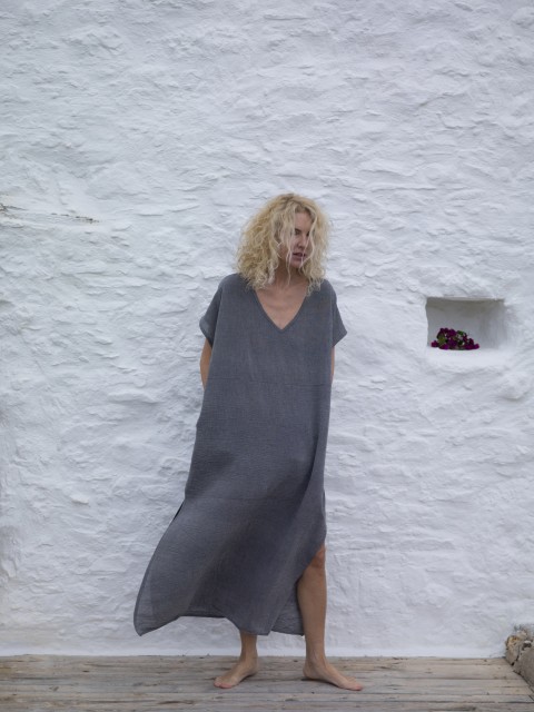 Charcoal Sile Classic Caftan