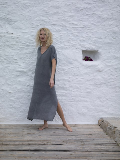 Charcoal Sile Classic Caftan