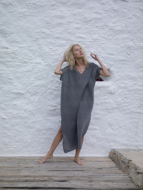 Charcoal Sile Classic Caftan