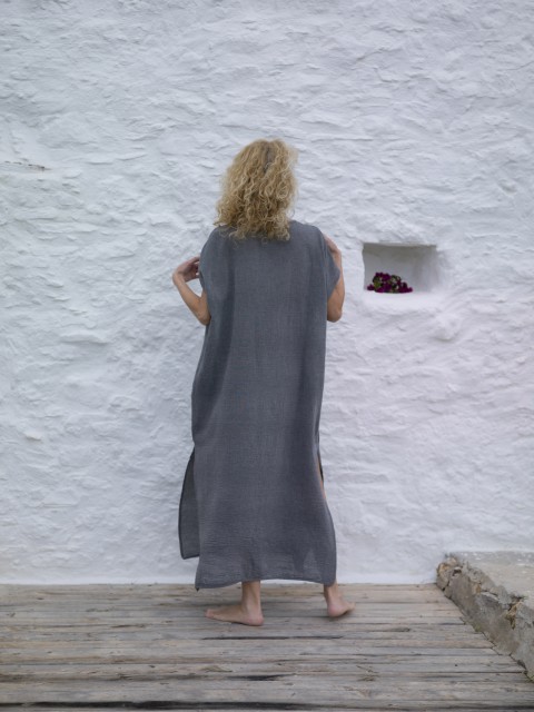 Charcoal Sile Classic Caftan