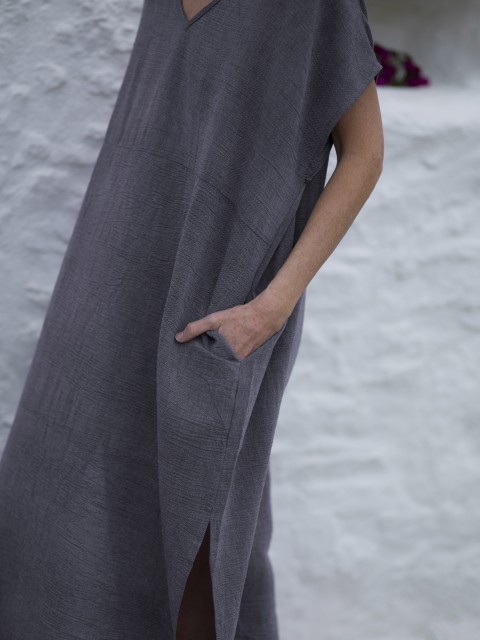 Charcoal Sile Classic Caftan