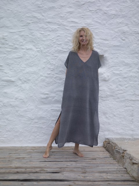 Charcoal Sile Classic Caftan