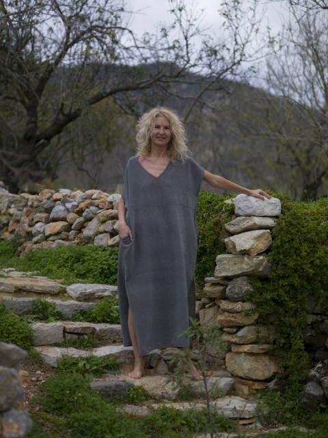 Charcoal Sile Classic Caftan