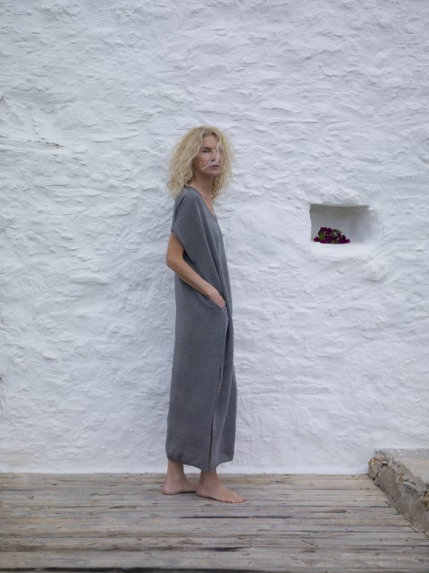 Charcoal Sile Classic Caftan