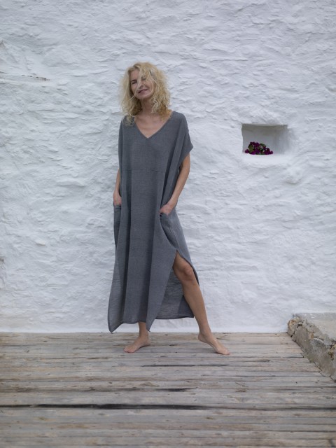 Charcoal Sile Classic Caftan