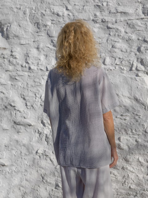 Grey Striped Sile T-Shirt