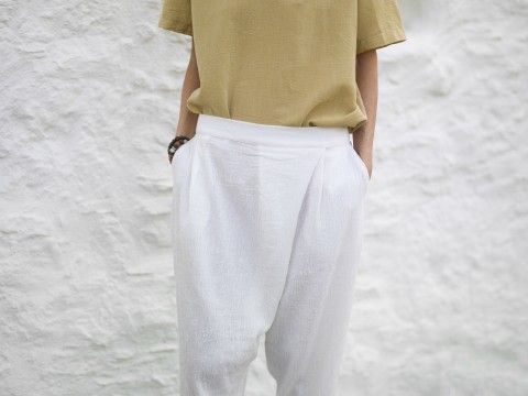 Off White Sile Fold Over Pant