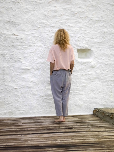 Grey Sile Fold Over Pant